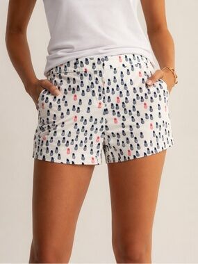 J. Crew Womens Chino White with Navy Blue & Coral Pineapple Print Shorts Size 12